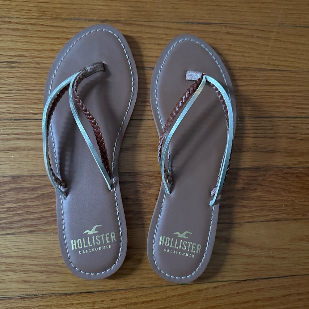 Brown and gold Hollister sandals